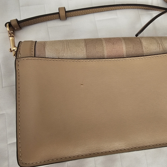 COACH ANNA FOLDOVER CLUTCH CROSSBODY IN SIGNATURE JACQUARD W/ STRIPES PINK TAFFY - Picture 5 of 13